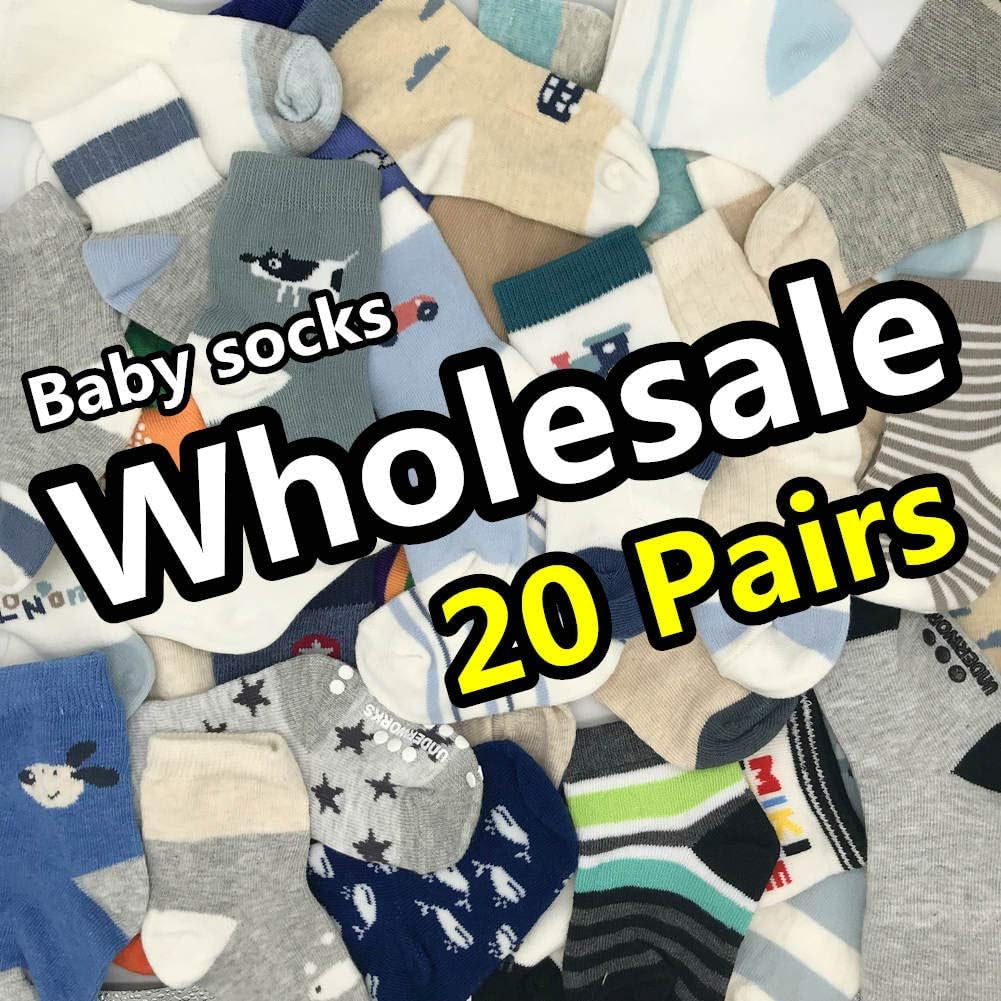 20 Pairs Baby Boy Girl Socks Wholesale Cotton Socks Bundle (Pattern at Random)