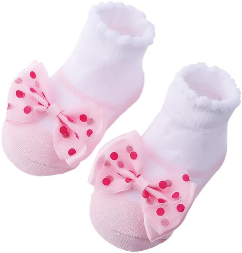 Newborn Baby-Girls Socks and Bow Infant Toddler Ankle Socks