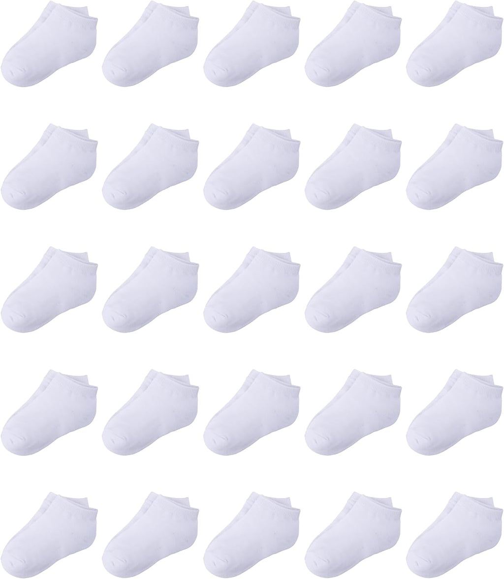 Toddler Socks, 25 Pairs Kids Baby Low Cut Half Cushion Ankle Socks for Toddler Boys Girls 0-10 Years Old