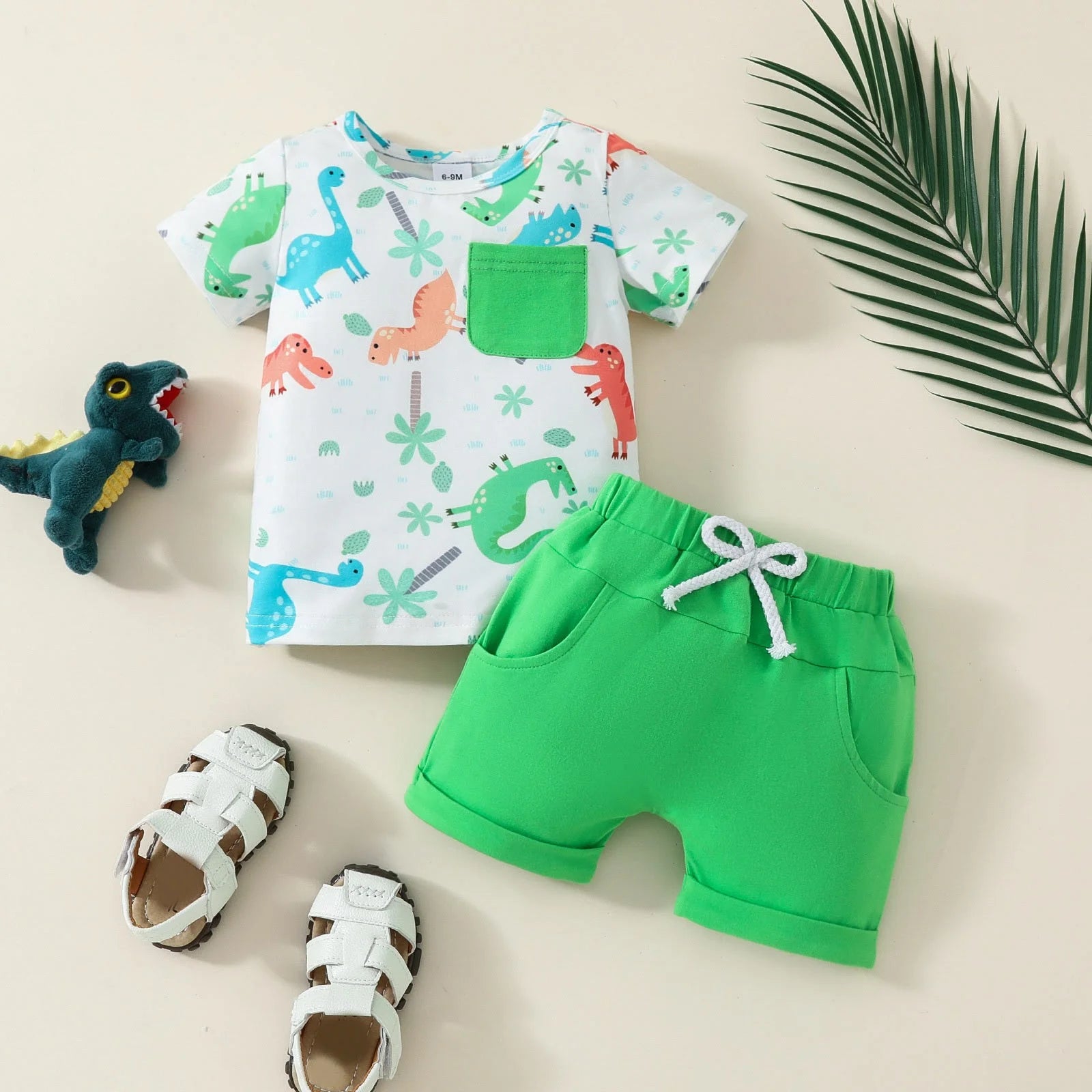 2-3 Years Spring Baby Boy Clothes Baby Clothes Toddler Kid Boy Clothes Colorblock Letter Graphic Tee Pants 2PC Summer Outfit Set Green