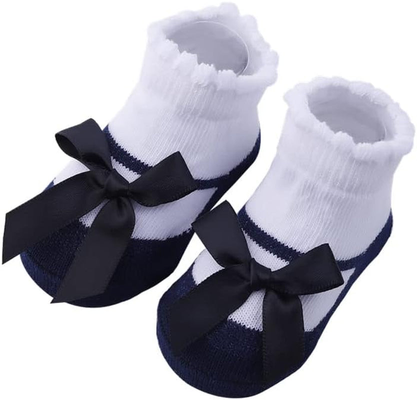 Newborn Baby-Girls Socks and Bow Infant Toddler Ankle Socks