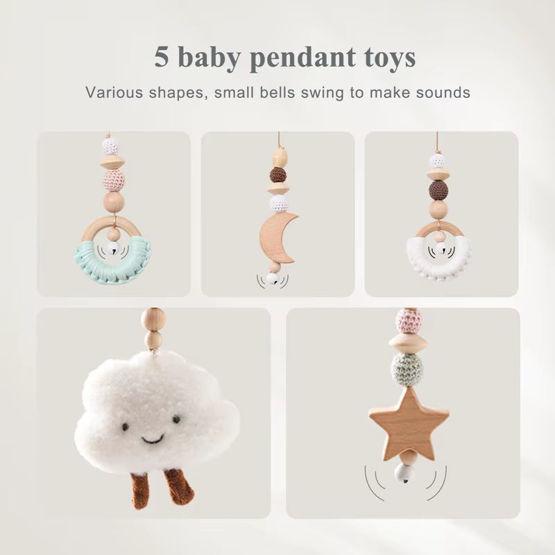 A Baby Play Gym Set Cartoon Cloud Rattle Pendant Baby Room Crib Stroller Decorative Toys Soft Cotton Baby Sensory Toys Baby Gift