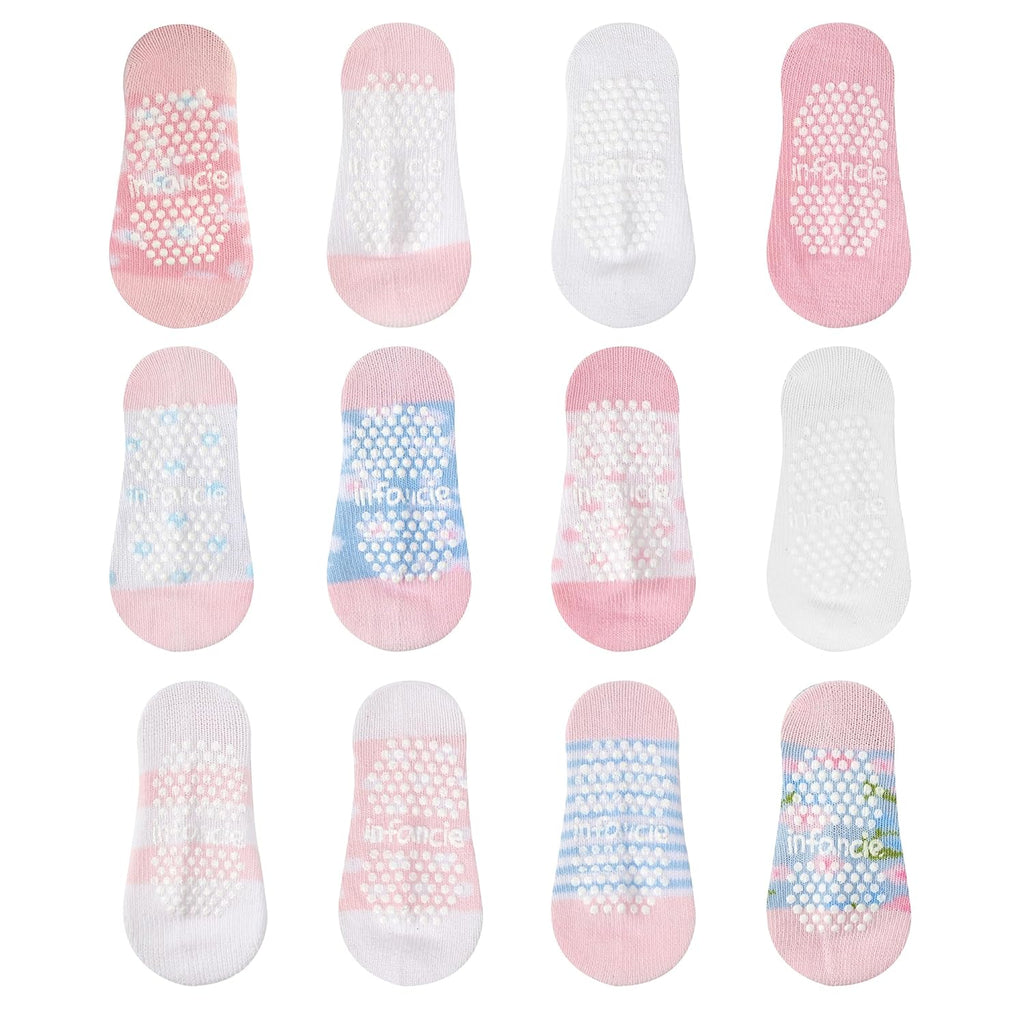 Baby Socks Cotton for Girls 12 Pairs – Soft and Comfortable Baby Girl Socks 0-6 Months, Adorable Sock Shoes for Baby Girl, Gift for Newborns
