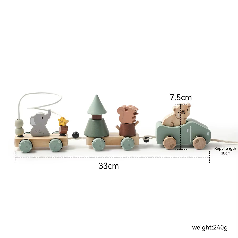 Wooden Train Birthday Toy Montessori Toys Baby Educational Toys Wooden Trolley Baby Learning Toys Number of Wood Baby'S Toys