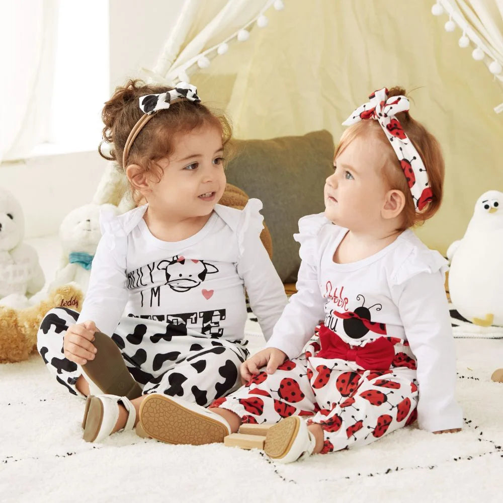 Baby Girl Outfit Sets 3Pcs Long Sleeve Romper and Bowknot Trousers Set,Fall Clothes Newborn Outfit,0-18 Month