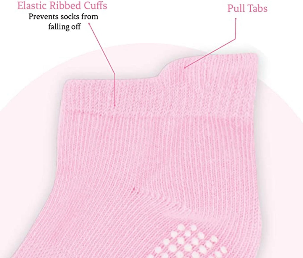 Unisex Non Slip Low-Cut Grip Socks for Infants and Toddlers (9 Pack)