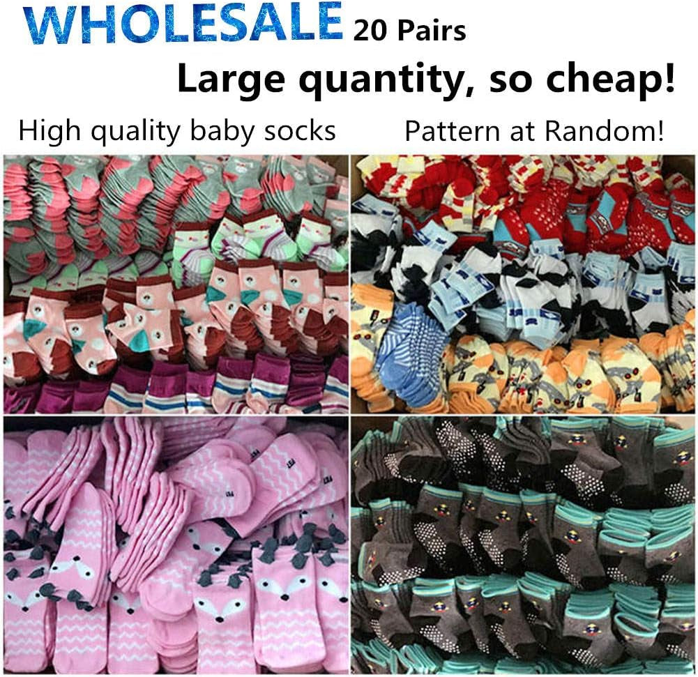 20 Pairs Baby Boy Girl Socks Wholesale Cotton Socks Bundle (Pattern at Random)