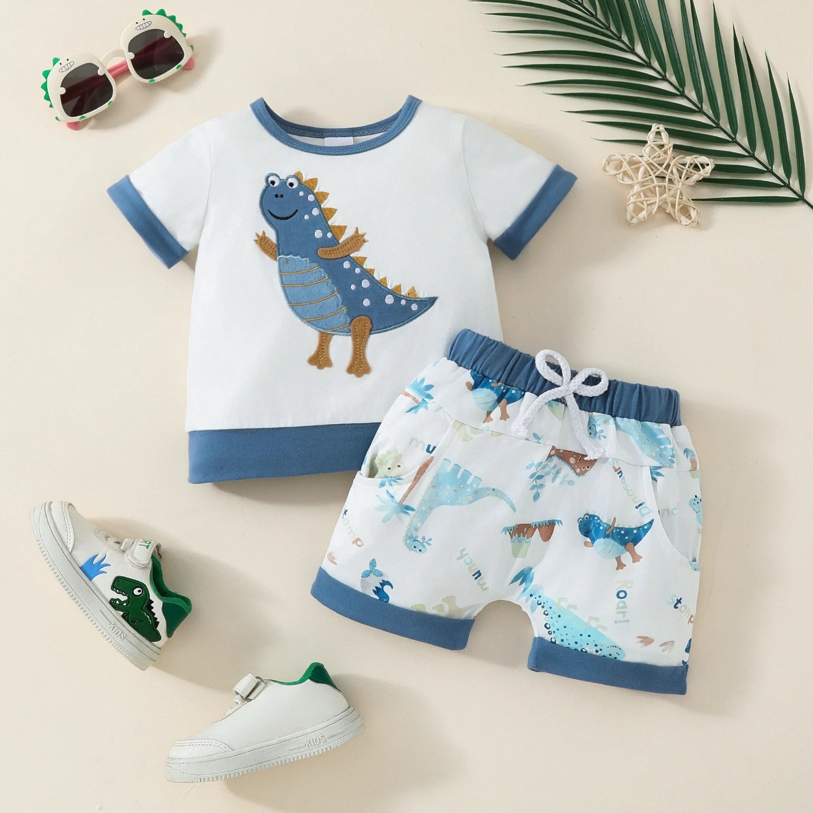 RTKFRFLM Toddler Boy Summer Shorts Set 2 Piece Girls Short Sleeve Cartoon Prints T Shirt Pullover Tops Shorts Clothes Set Outfits,Size 6-12 Months