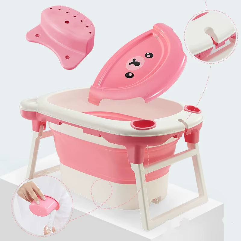 Baby Shower Portable Silicone Children Bathtub Accessories Baby Folding Anti-Skid Bathtub Swimming Pool Newborn Baby Products
