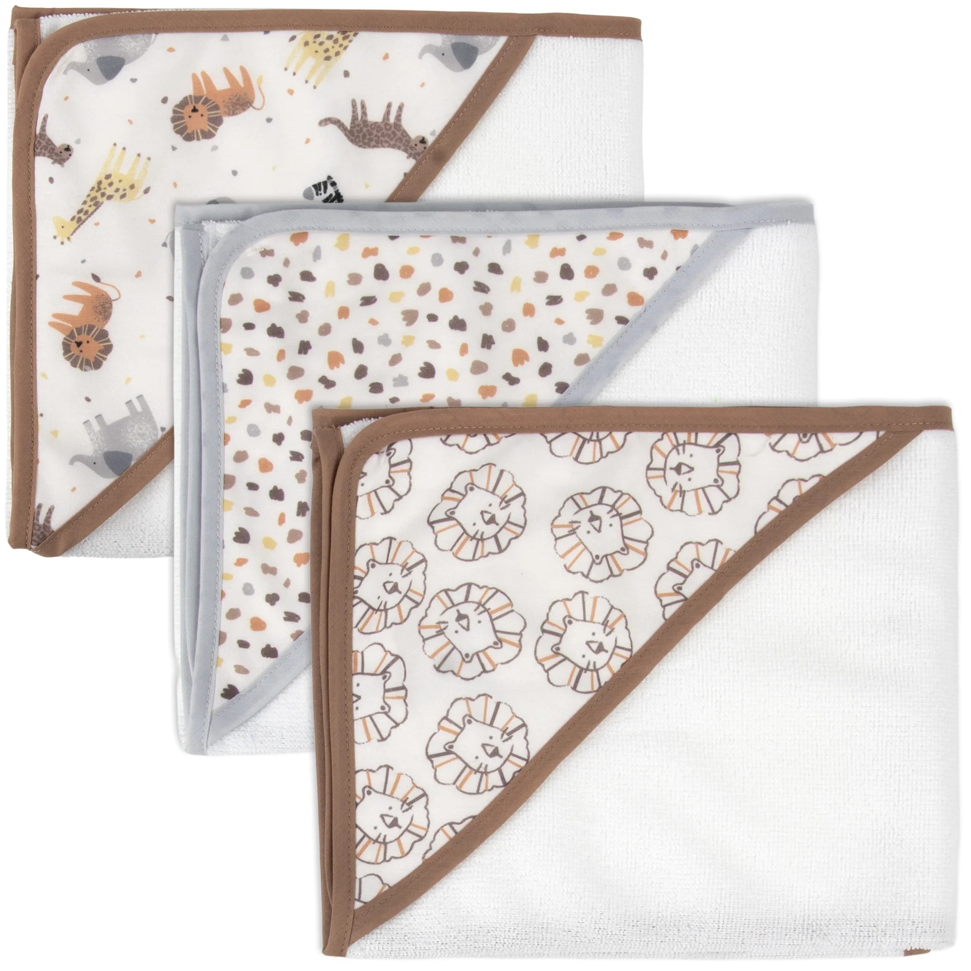 6 Piece Hooded Bath Towel Washcloth Set for Infant, Newborns, Toddlers 3 – 24 Months for Bath Time, Showers, Lounge, Beach, Pool in Safari Animals