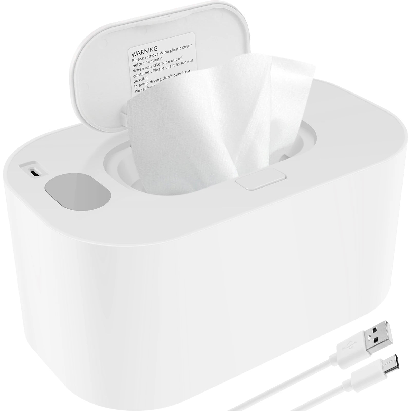 USB Baby Wipe Warmer LED Light Keep Warm Box Adjustable Temperature Heating Diaper Dispenser Portable Large Capacity