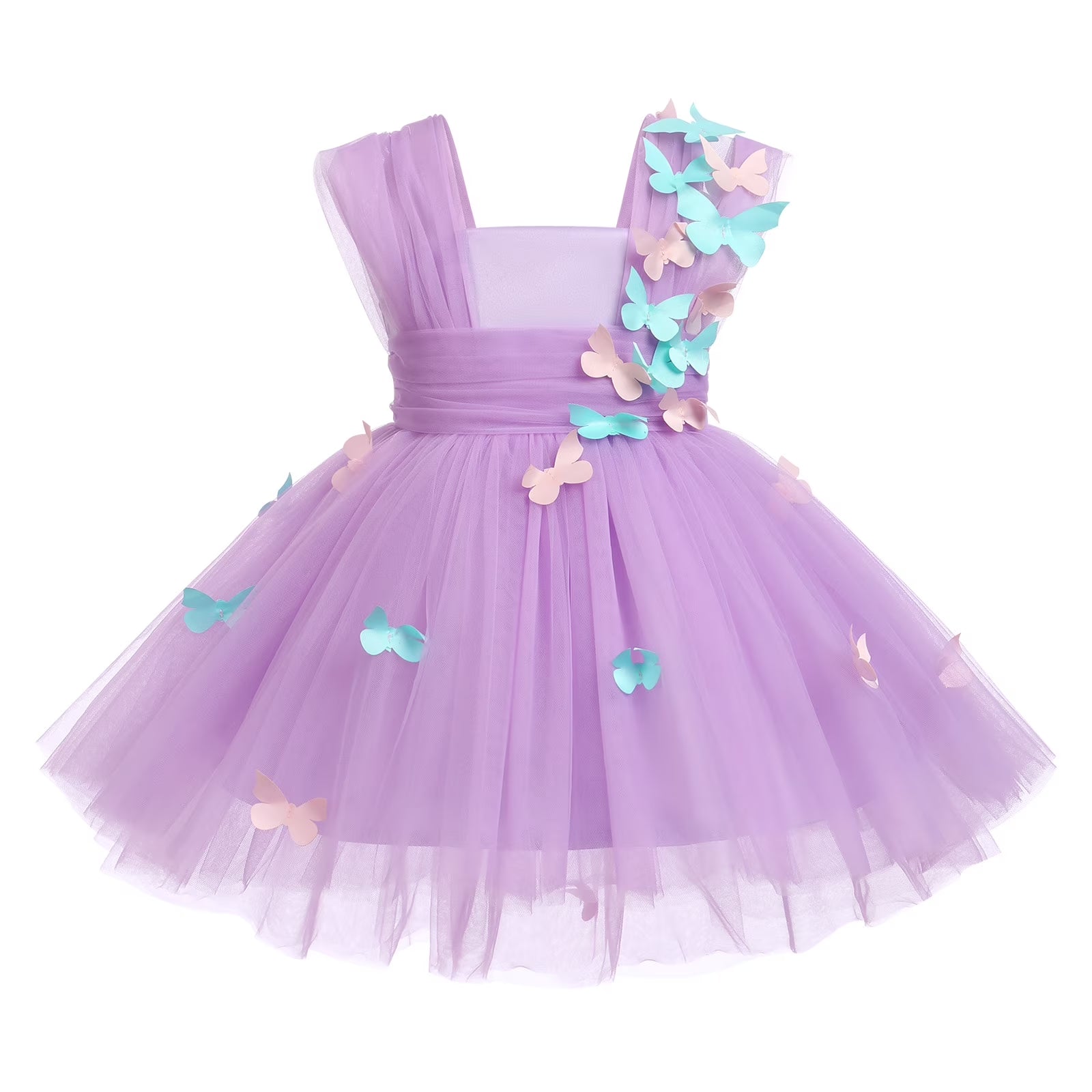 Toddler Baby Girls Birthday Party Dress Butterfly Embroidery Princess Tulle Tutu Wedding Pageant Evening Prom Ball Gown 2-3 Years Purple Butterfly