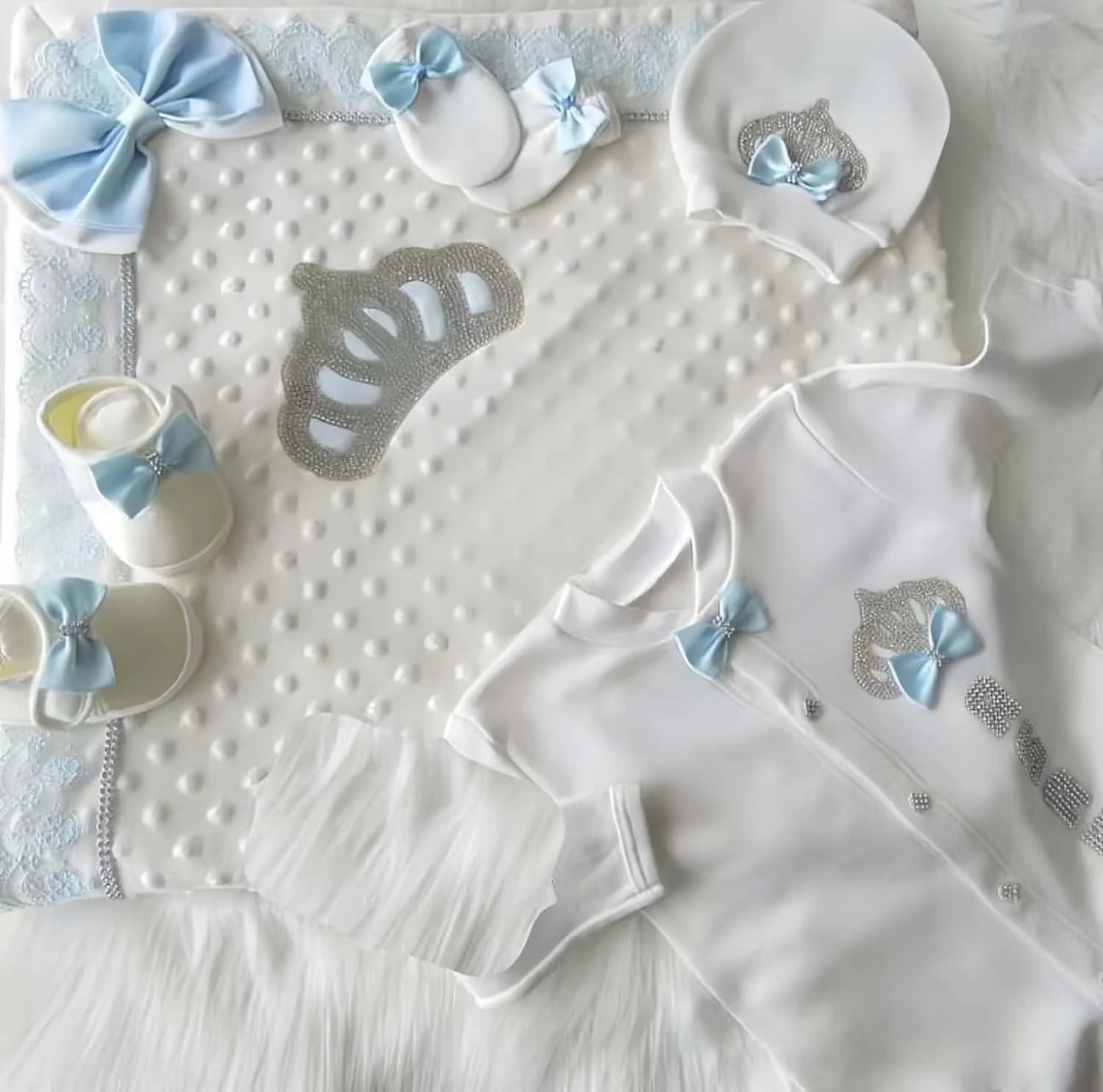 5Pcs Newborn Baby Boy Outfits Kids Clothing Real Cotton Infant0 Products Shirt Pants Mittens Receiving Blanket