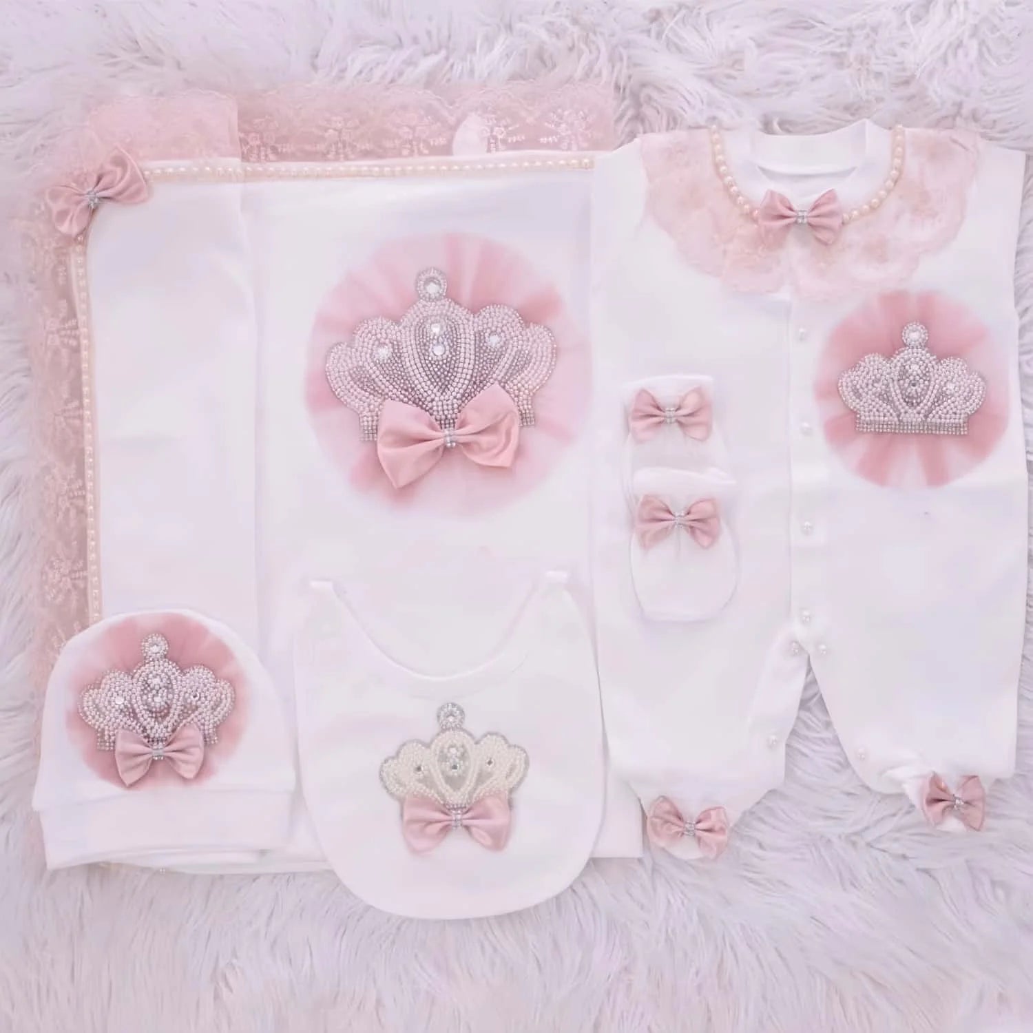 5Pcs Newborn Baby Boy Outfits Kids Clothing Real Cotton Infant0 Products Shirt Pants Mittens Receiving Blanket