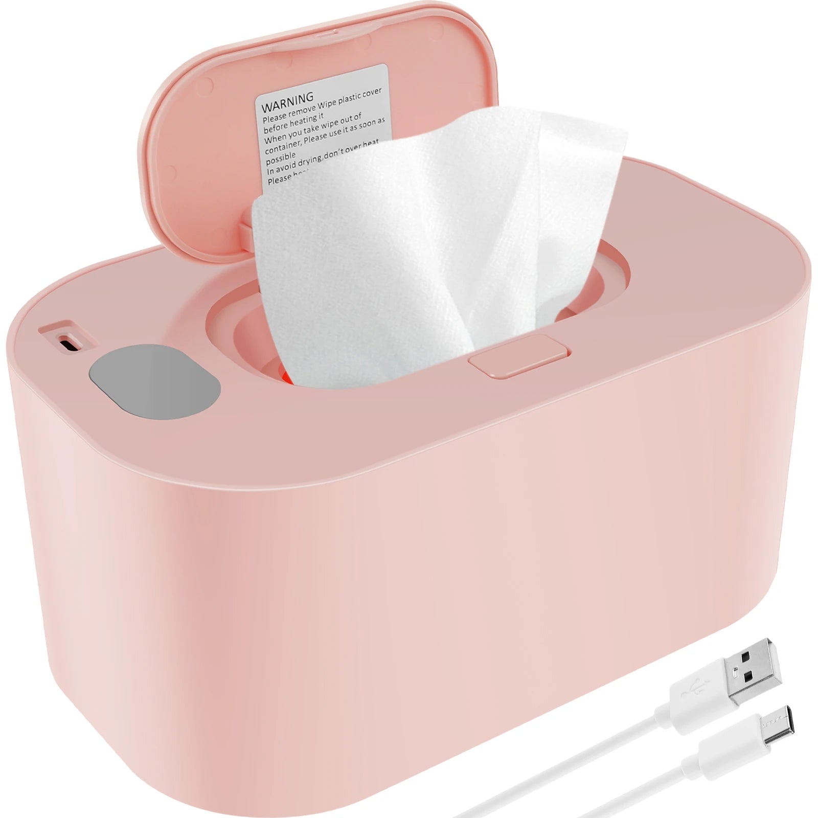 USB Baby Wipe Warmer LED Light Keep Warm Box Adjustable Temperature Heating Diaper Dispenser Portable Large Capacity