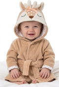 Unisex Baby Plush Animal Face Bathrobe Hooded with Tie Closure for Newborns and Infants 0-9 Months