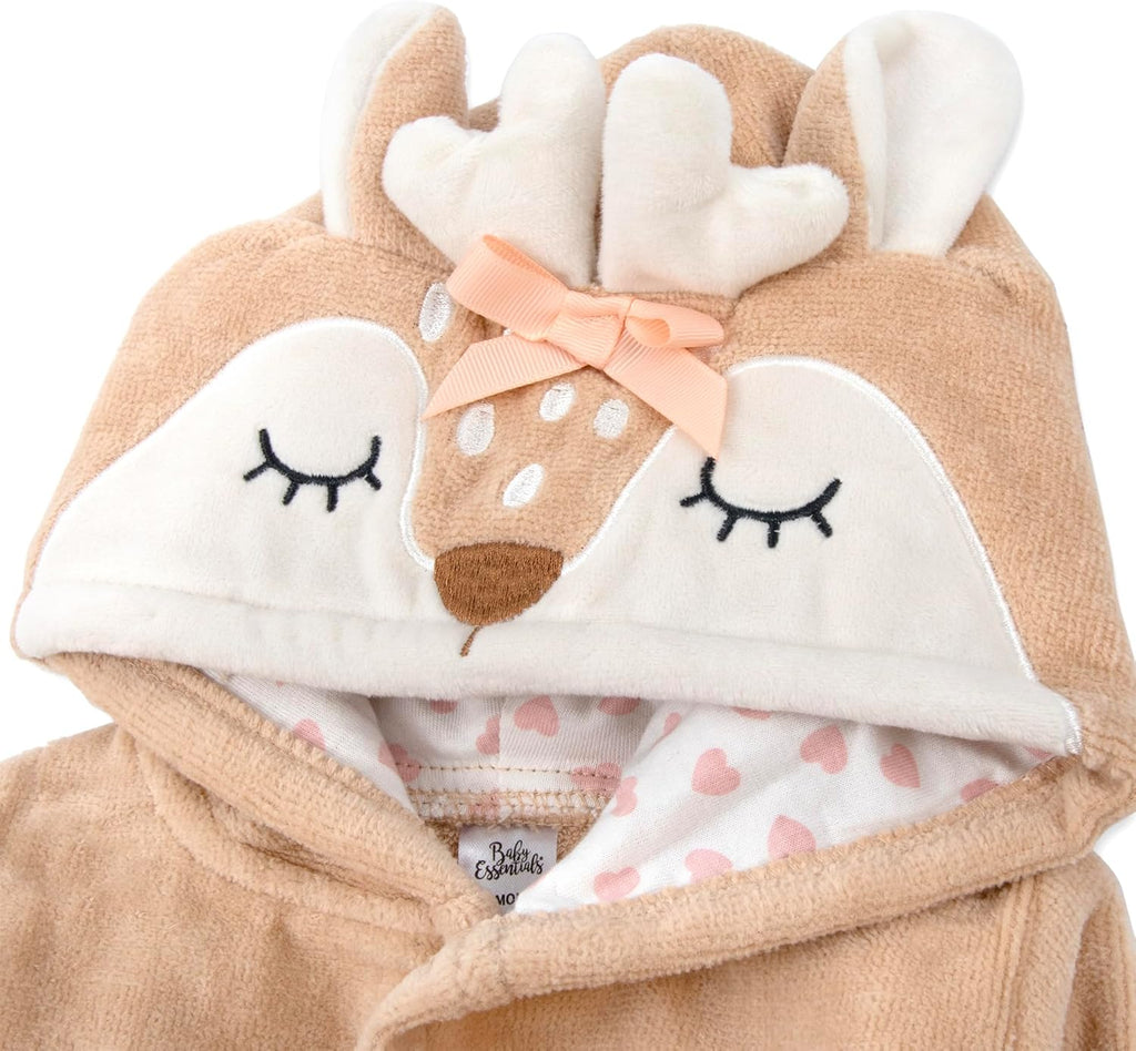 Unisex Baby Plush Animal Face Bathrobe Hooded with Tie Closure for Newborns and Infants 0-9 Months