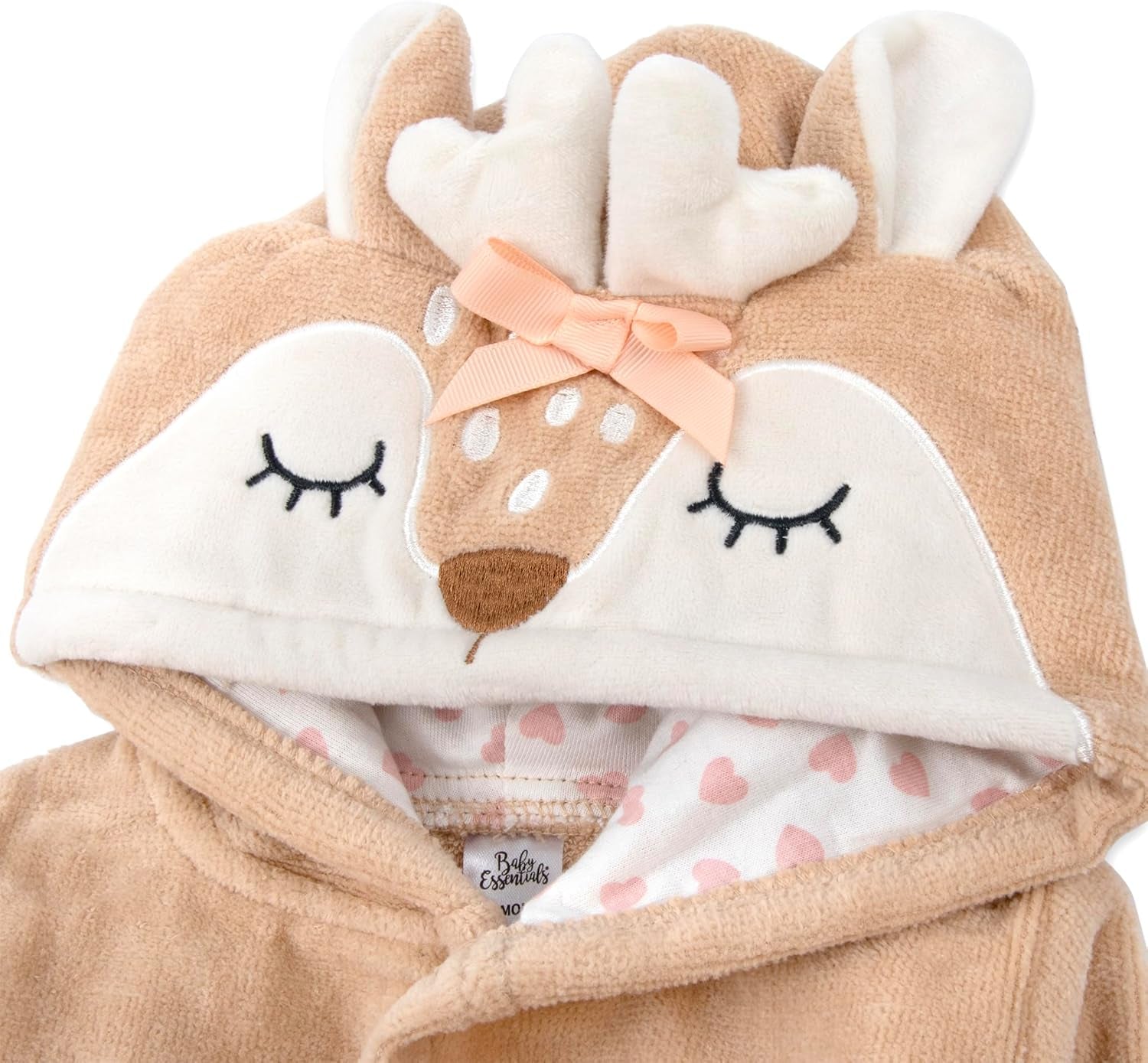 Unisex Baby Plush Animal Face Bathrobe Hooded with Tie Closure for Newborns and Infants 0-9 Months