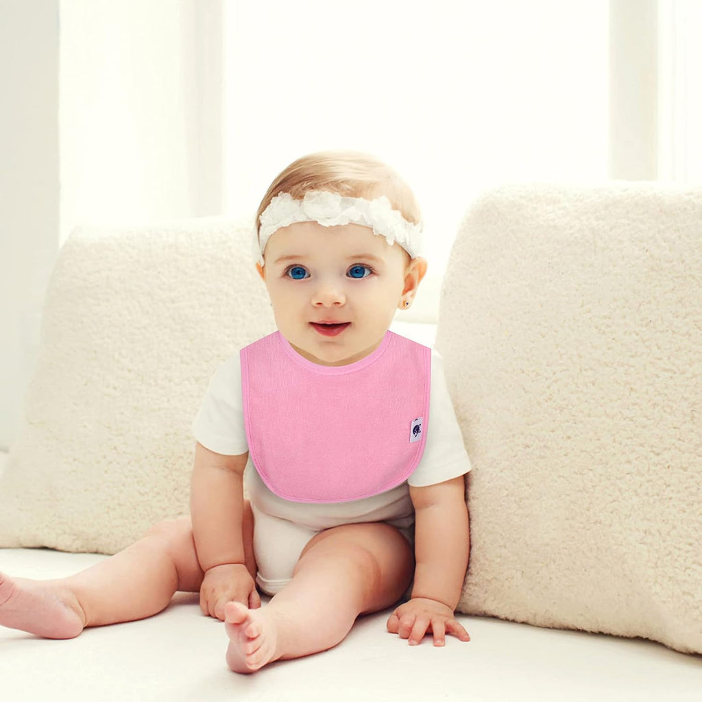 Waterproof Baby Bibs for Girls, Boy, Unisex Drool Bib Cotton Solid Knit Infant Feeding Bibs