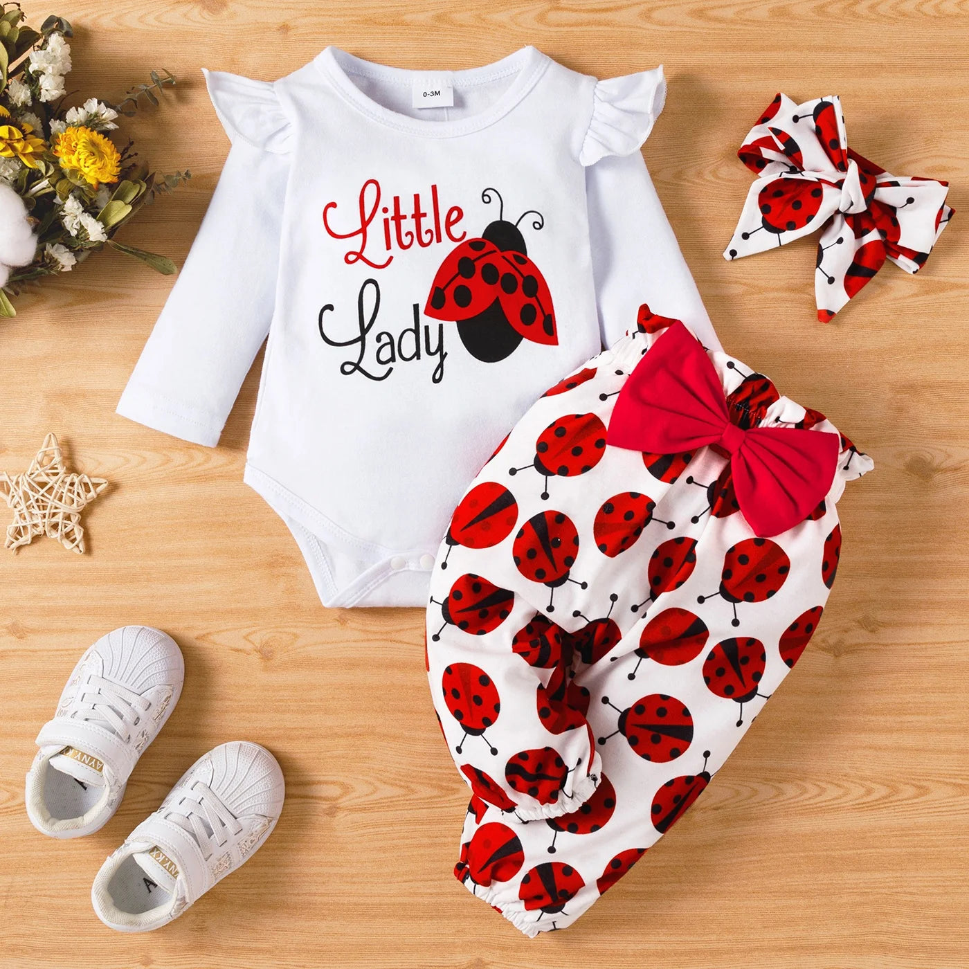 Baby Girl Outfit Sets 3Pcs Long Sleeve Romper and Bowknot Trousers Set,Fall Clothes Newborn Outfit,0-18 Month
