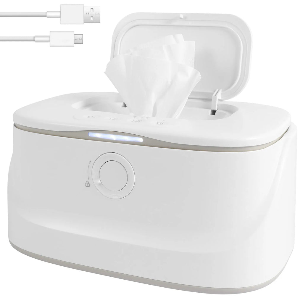 USB Baby Wipe Warmer LED Light Keep Warm Box Adjustable Temperature Heating Diaper Dispenser Portable Large Capacity