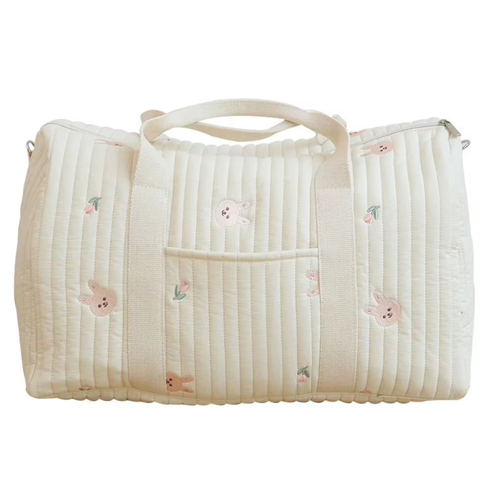 Baby Diaper Bag Embroidered Nappy Organizer with Zipper Shoulder Bag Mom Bag Storage Bag Luggage Tote Bag for Travel