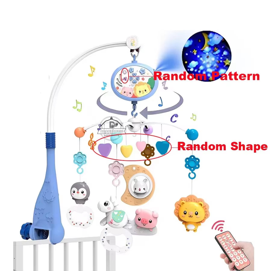 Baby Crib Mobile with Lights Music Projection for Infants 0-6 Months Remote Control Crib Toys for Newborn Baby Mobile for Crib