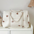 Baby Diaper Bag Embroidered Nappy Organizer with Zipper Shoulder Bag Mom Bag Storage Bag Luggage Tote Bag for Travel