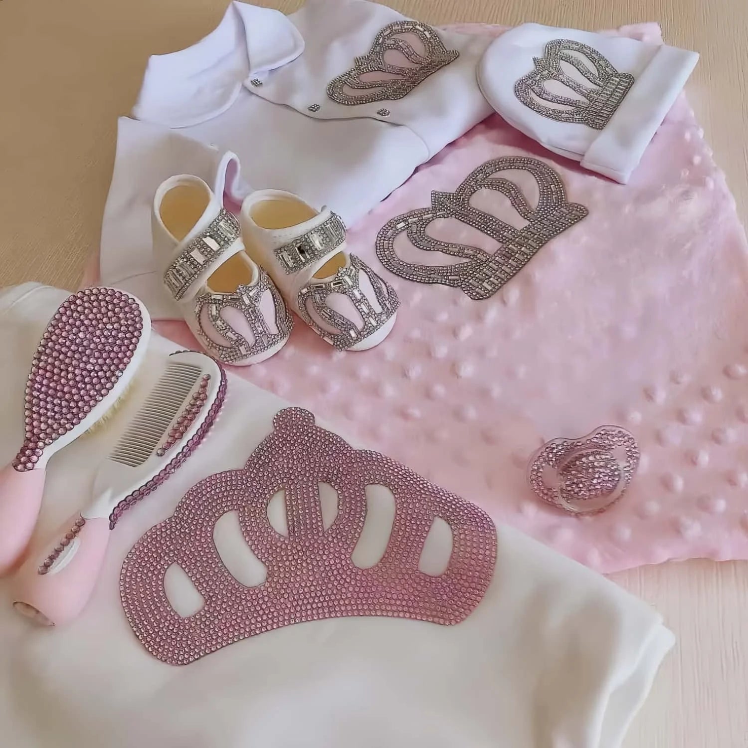 5Pcs Newborn Baby Boy Outfits Kids Clothing Real Cotton Infant0 Products Shirt Pants Mittens Receiving Blanket