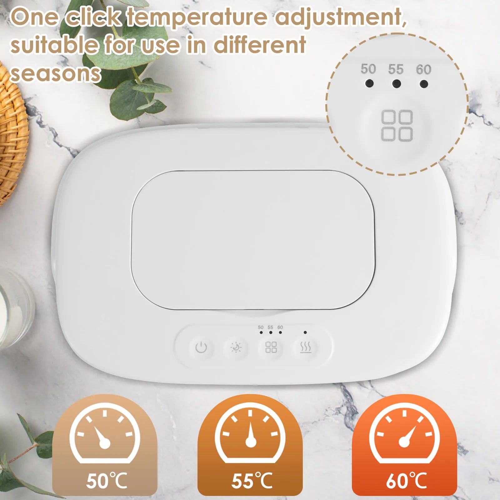 USB Baby Wipe Warmer LED Light Keep Warm Box Adjustable Temperature Heating Diaper Dispenser Portable Large Capacity