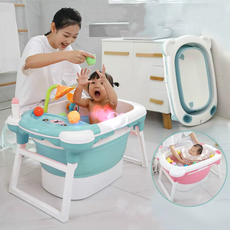 Baby Shower Portable Silicone Children Bathtub Accessories Baby Folding Anti-Skid Bathtub Swimming Pool Newborn Baby Products