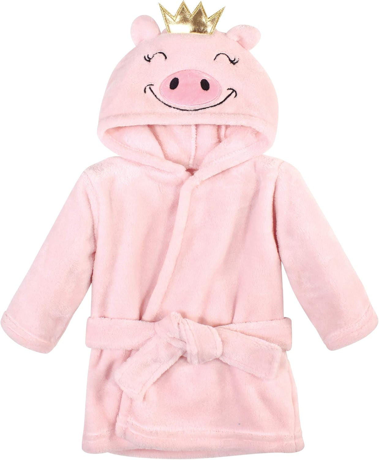 Unisex Baby Plush Animal Face Bathrobe, Pig, 0-9 Months