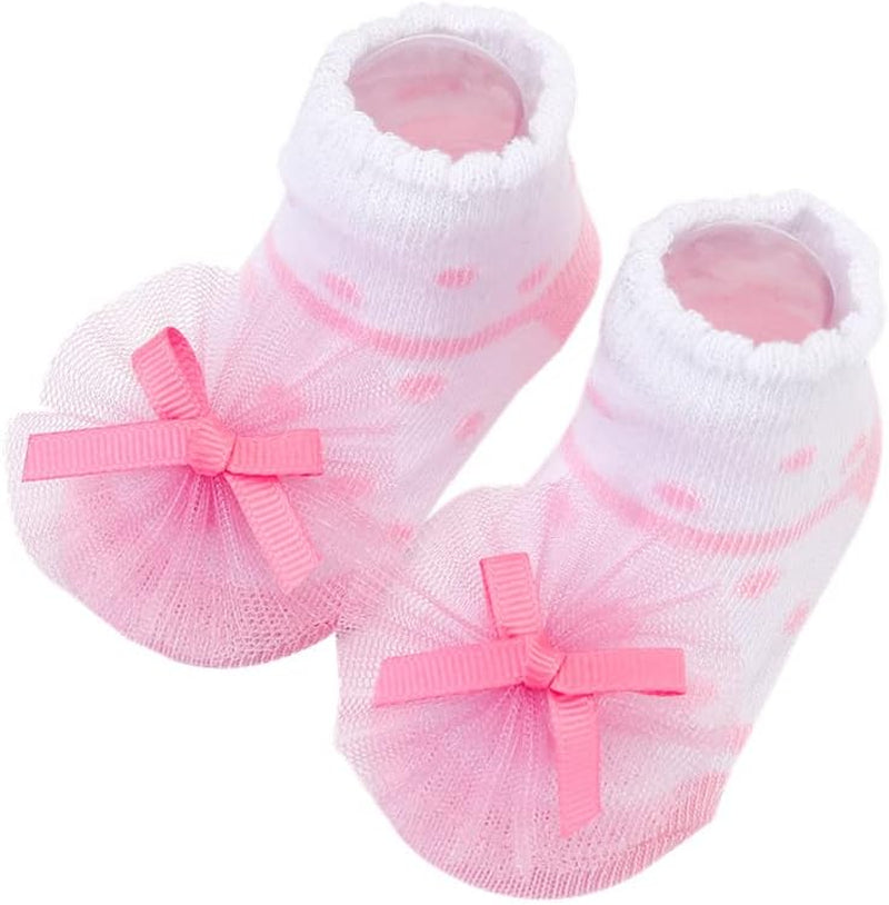 Newborn Baby-Girls Socks and Bow Infant Toddler Ankle Socks