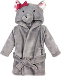 Unisex Baby Plush Animal Face Bathrobe, Gray Rose Elephant, 0-9 Months
