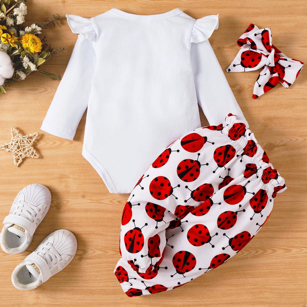 Baby Girl Outfit Sets 3Pcs Long Sleeve Romper and Bowknot Trousers Set,Fall Clothes Newborn Outfit,0-18 Month
