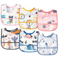6Pcs Waterproof Toddler Bibs Baby Feeding Bib Set with Crumb Catcher Pocket, Adjustable Infant Baby Teething Bib, Babies Sleeveless Animals Food Bibs Keepsake Gift for Baby Shower, 6-24 Months