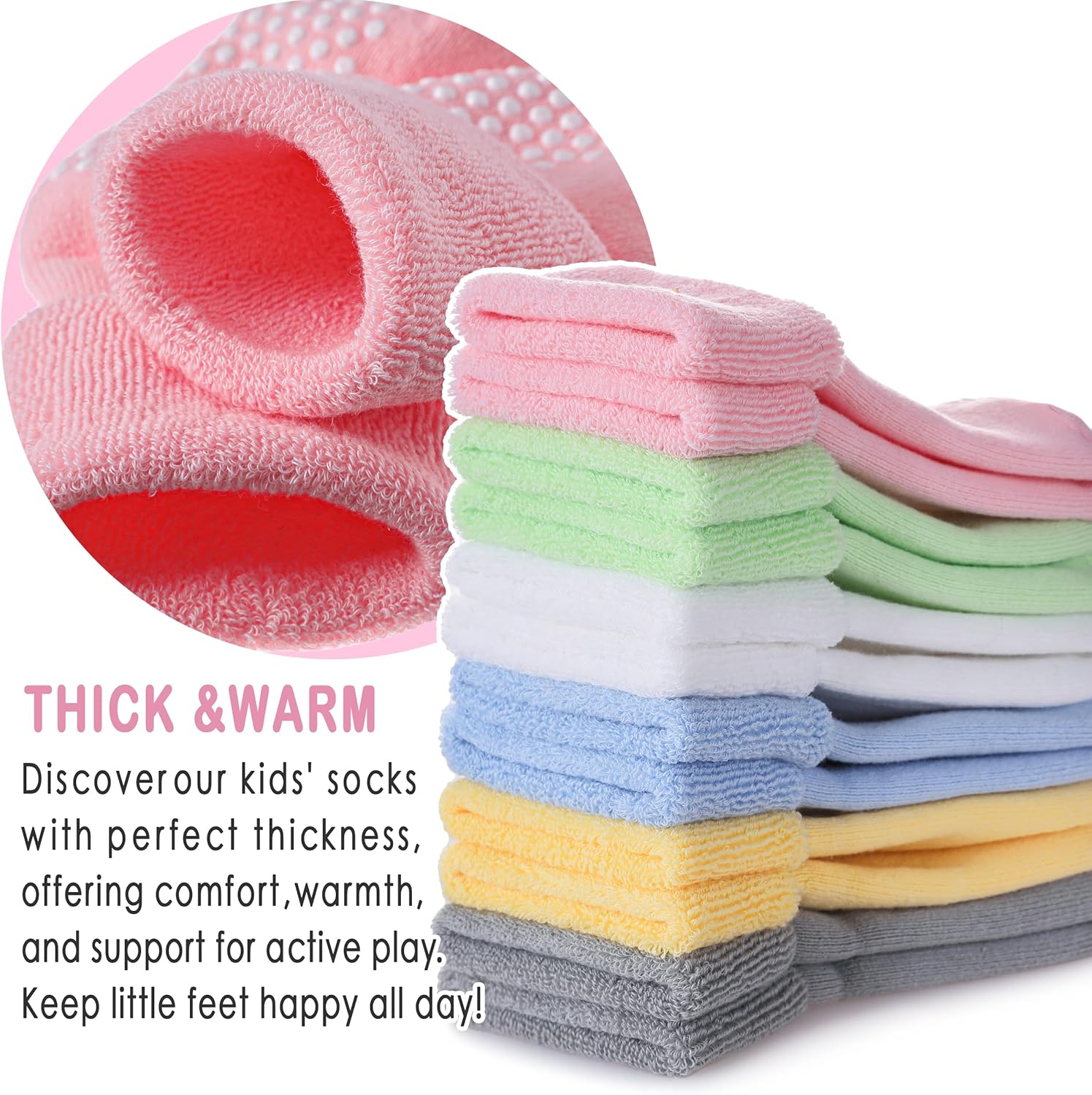 Baby Non Slip with Grips Socks Infants Toddlers Kids Boys Girls Thick Winter Warm Cotton Gifts Socks