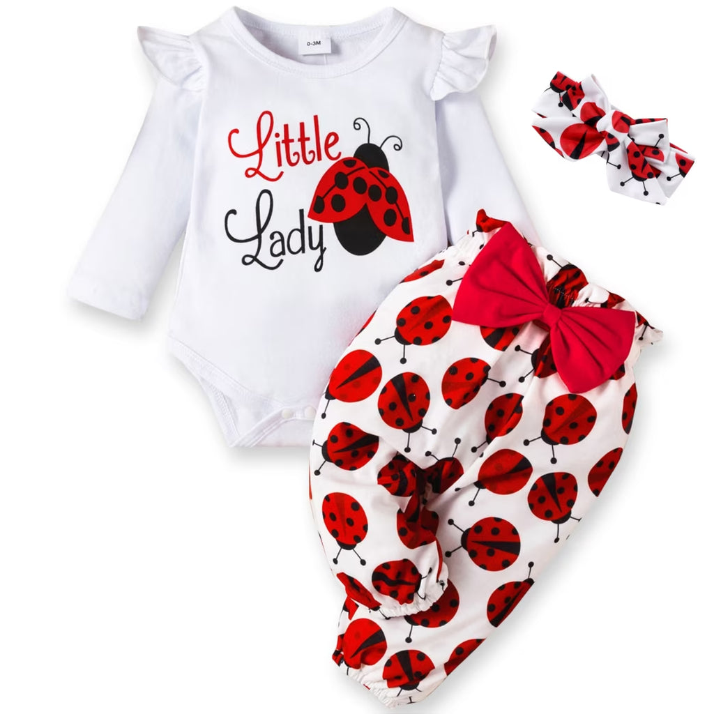 Baby Girl Outfit Sets 3Pcs Long Sleeve Romper and Bowknot Trousers Set,Fall Clothes Newborn Outfit,0-18 Month