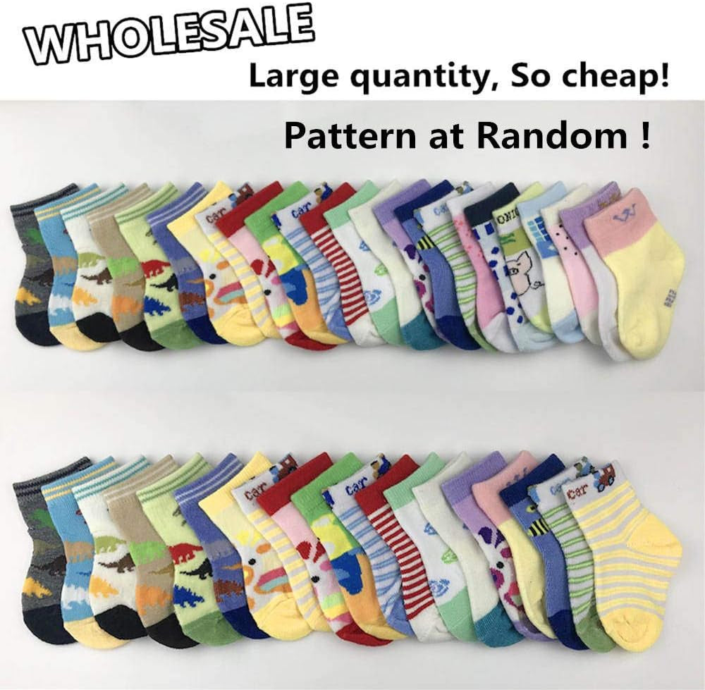 20 Pairs Baby Socks Wholesale for Infant Toddler Kids Children (Pattern at Random)