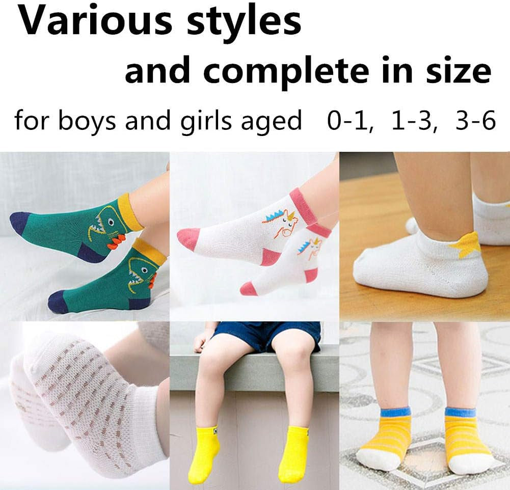 20 Pairs Baby Boy Girl Socks Wholesale Cotton Socks Bundle (Pattern at Random)