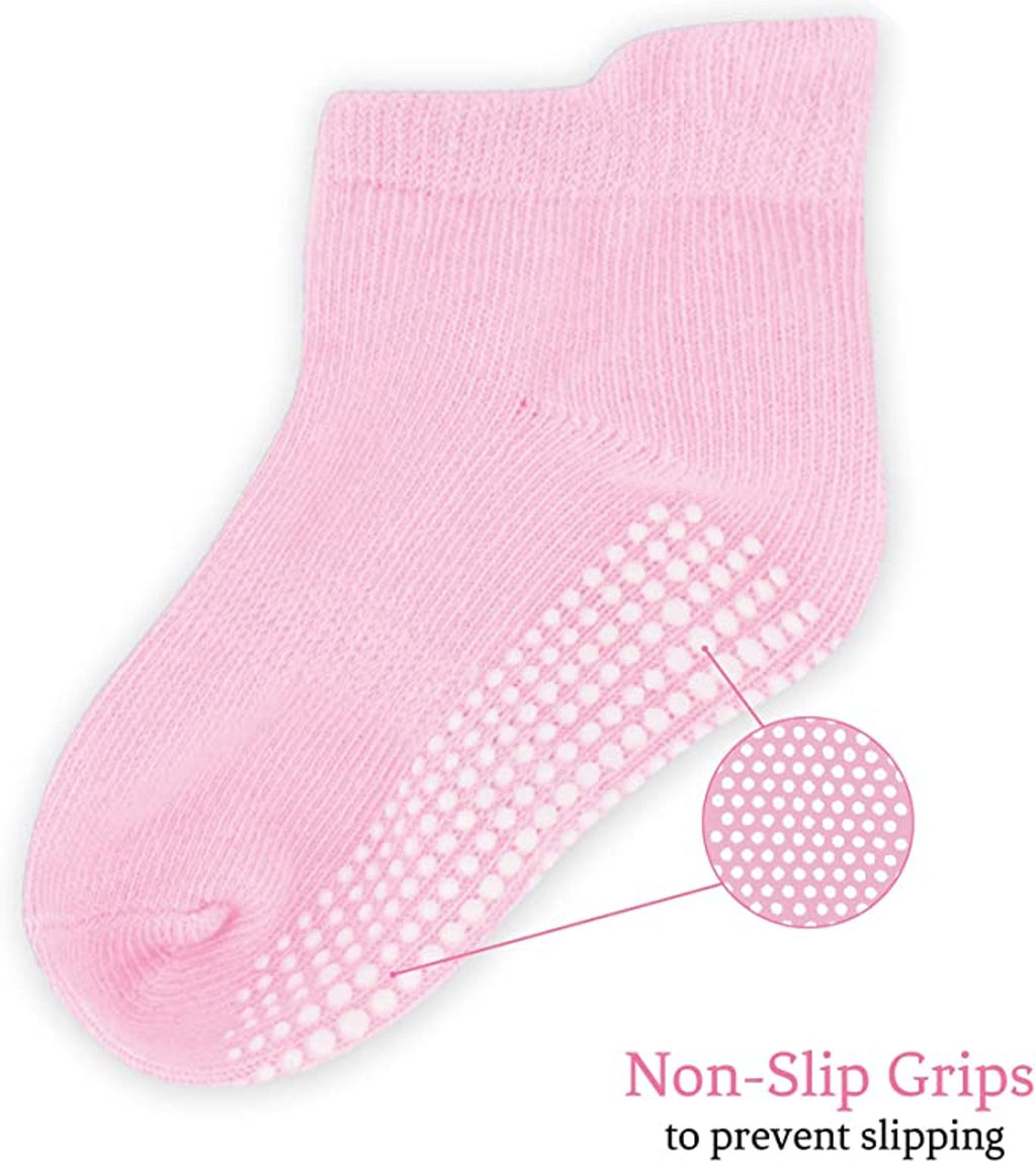 Unisex Non Slip Low-Cut Grip Socks for Infants and Toddlers (9 Pack)
