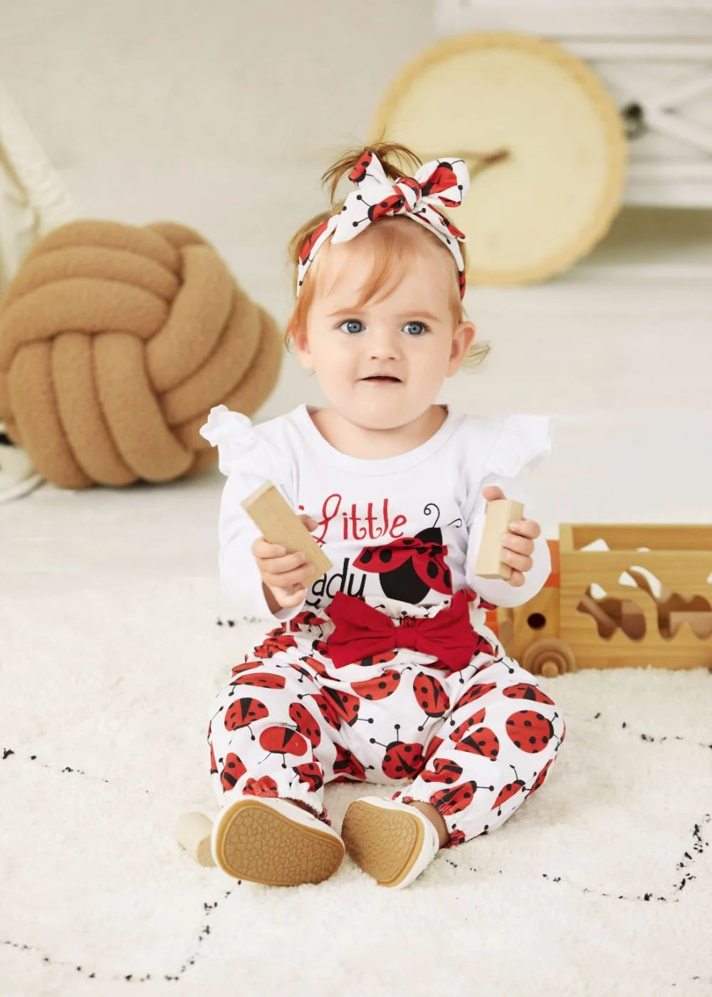 Baby Girl Outfit Sets 3Pcs Long Sleeve Romper and Bowknot Trousers Set,Fall Clothes Newborn Outfit,0-18 Month