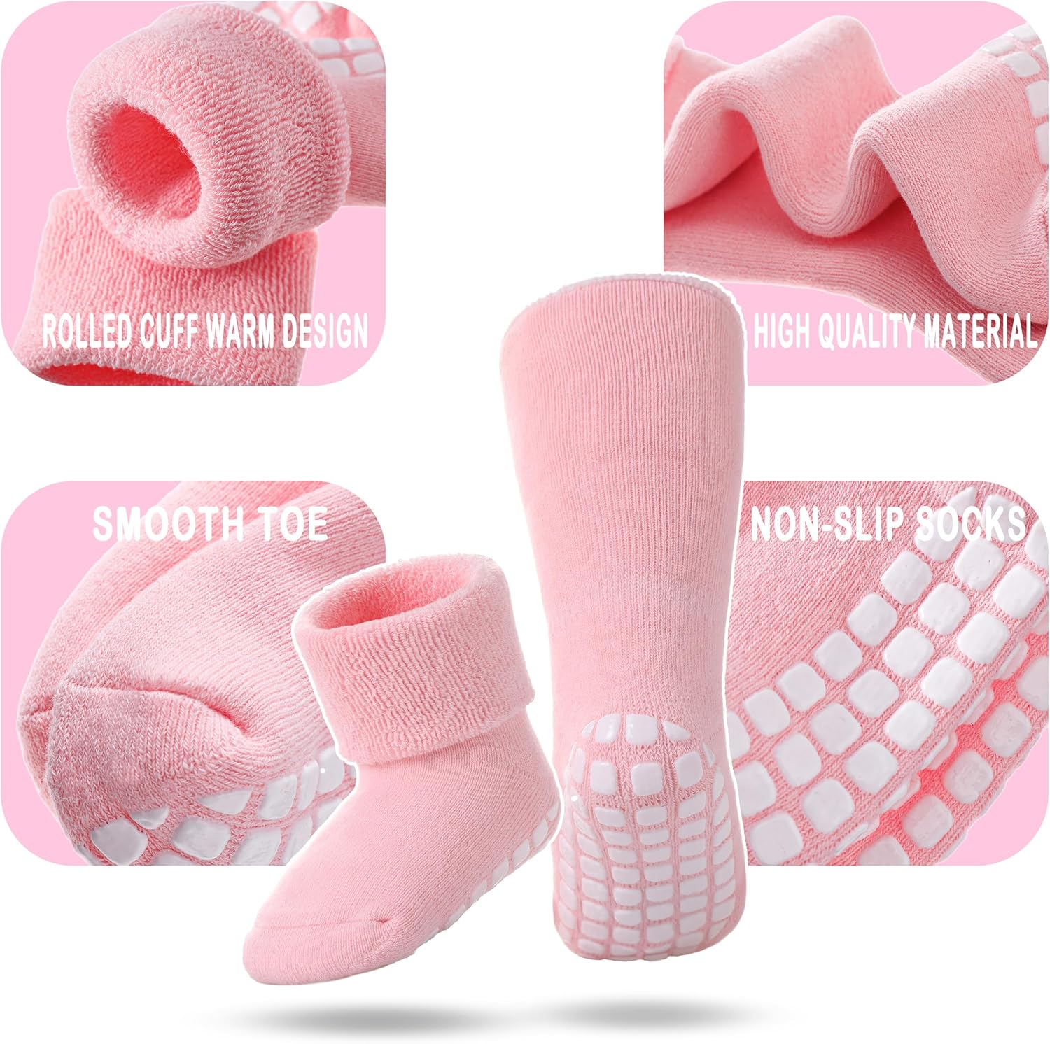 Baby Non Slip with Grips Socks Infants Toddlers Kids Boys Girls Thick Winter Warm Cotton Gifts Socks
