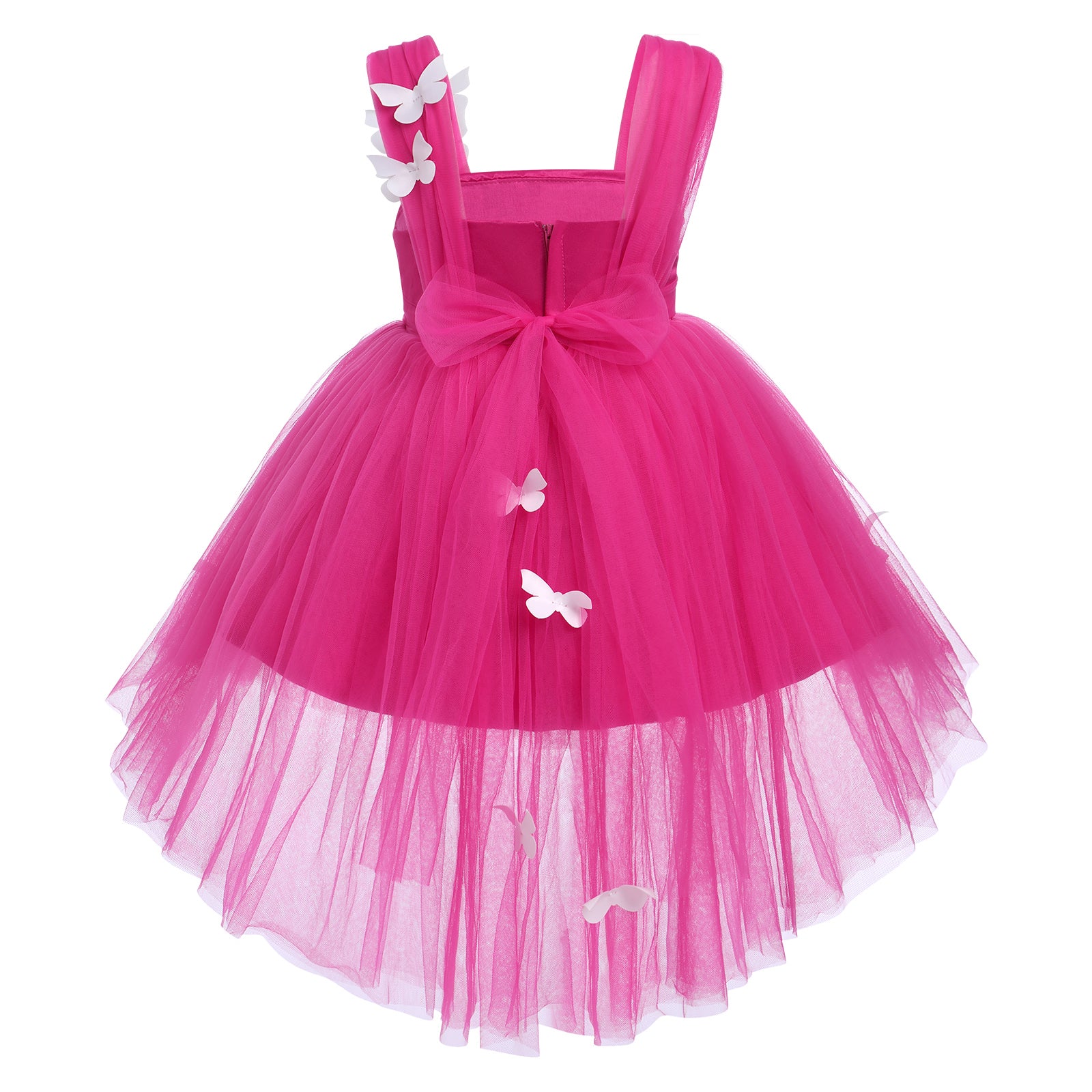 Toddler Baby Girls Birthday Party Dress Butterfly Embroidery Princess Tulle Tutu Wedding Pageant Evening Prom Ball Gown 3-4 Years Hot Pink Butterfly