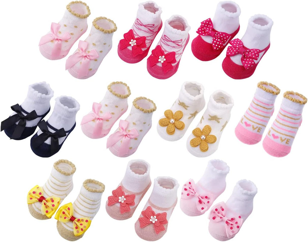Newborn Baby-Girls Socks and Bow Infant Toddler Ankle Socks