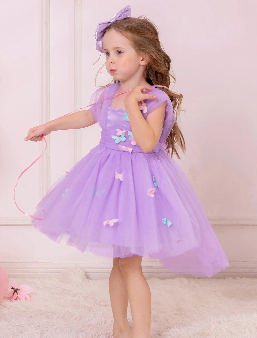 Toddler Baby Girls Birthday Party Dress Butterfly Embroidery Princess Tulle Tutu Wedding Pageant Evening Prom Ball Gown 2-3 Years Purple Butterfly