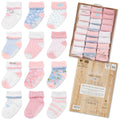 Baby Socks Cotton for Girls 12 Pairs – Soft and Comfortable Baby Girl Socks 0-6 Months, Adorable Sock Shoes for Baby Girl, Gift for Newborns