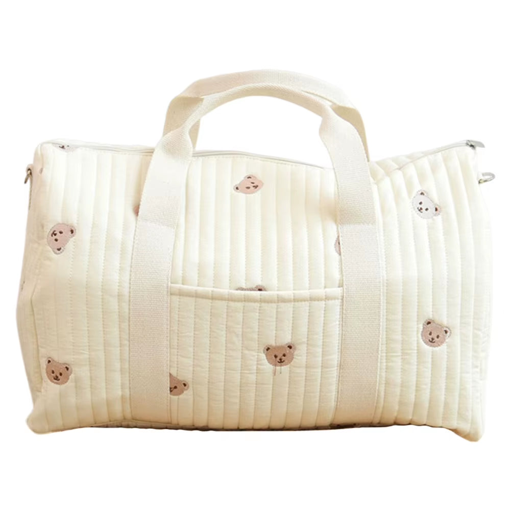 Baby Diaper Bag Embroidered Nappy Organizer with Zipper Shoulder Bag Mom Bag Storage Bag Luggage Tote Bag for Travel