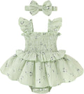 Baby Girl Clothes Ruffle Romper Boho Dress Summer Cake Smash Outfits Infant Bodysuit with Headband