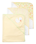 Baby 3 Pack Soft Terry Hooded Towel Set for Newborn Boys and Girls, Yellow Duck